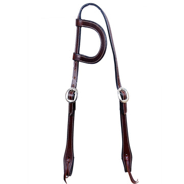Bar H Equine Western Horse Genuine Leather Hand Tooled One Ear Headstall Dark Brown